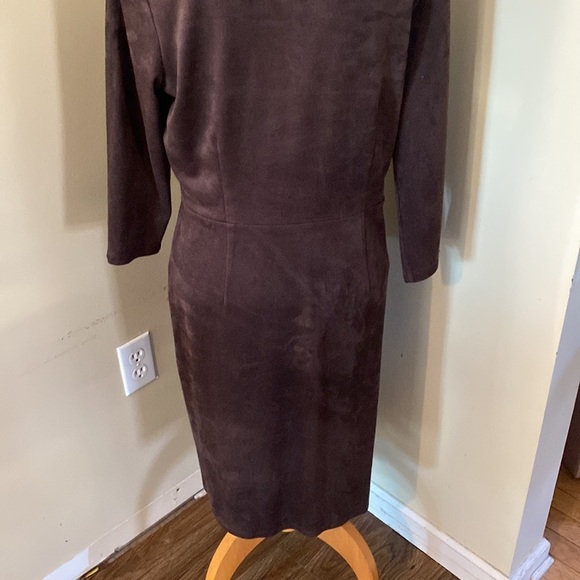 J. McLaughlin Womens Lillian Brown Faux Suede Dress | Sz L office wear business - Picture 6 of 8